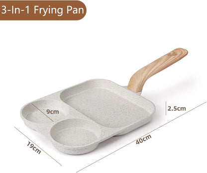 Egg pan sections filled with food
