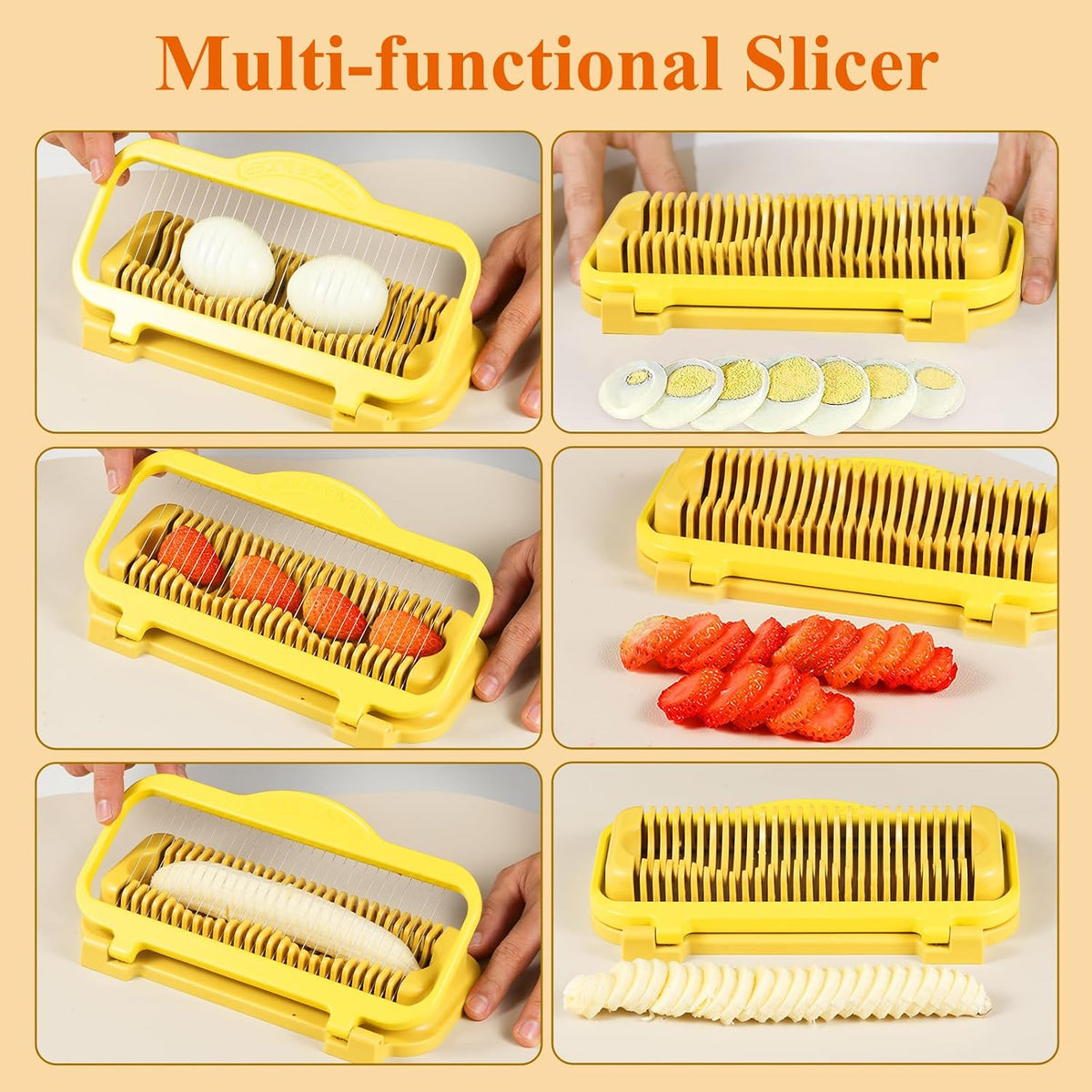 Slicer used on hard-boiled eggs