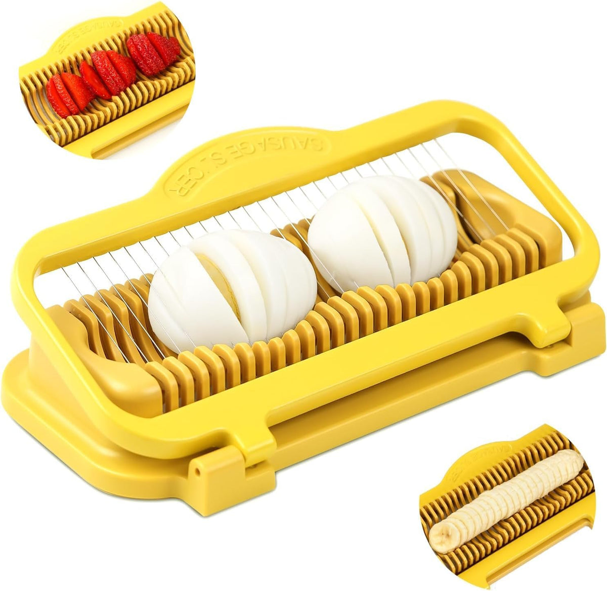 Multi-purpose egg and fruit slicer