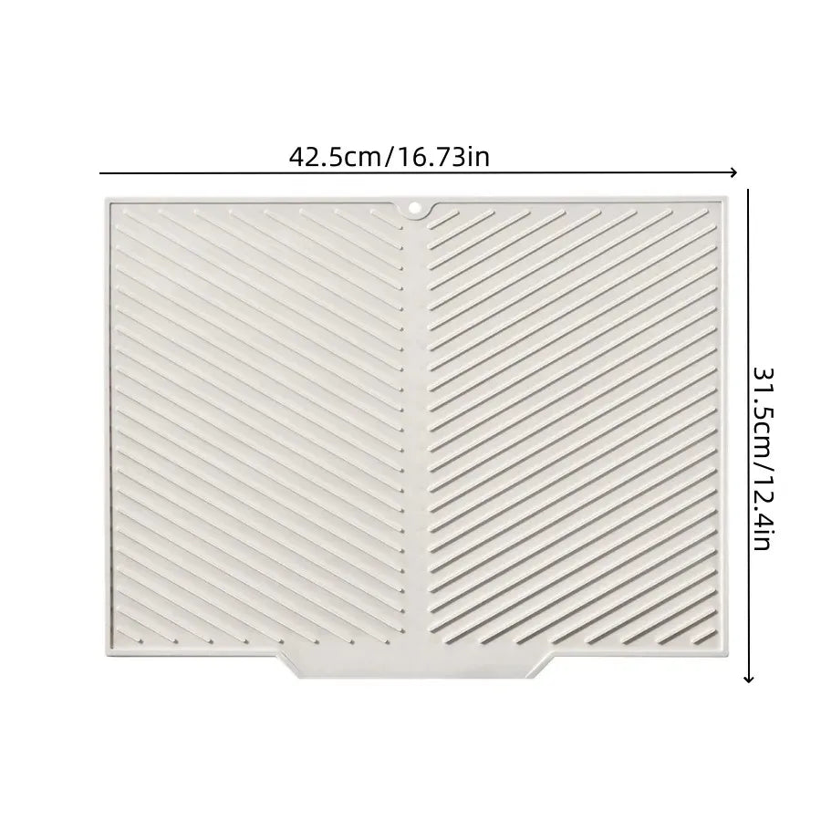 Silicone dish draining mat with sloped edge